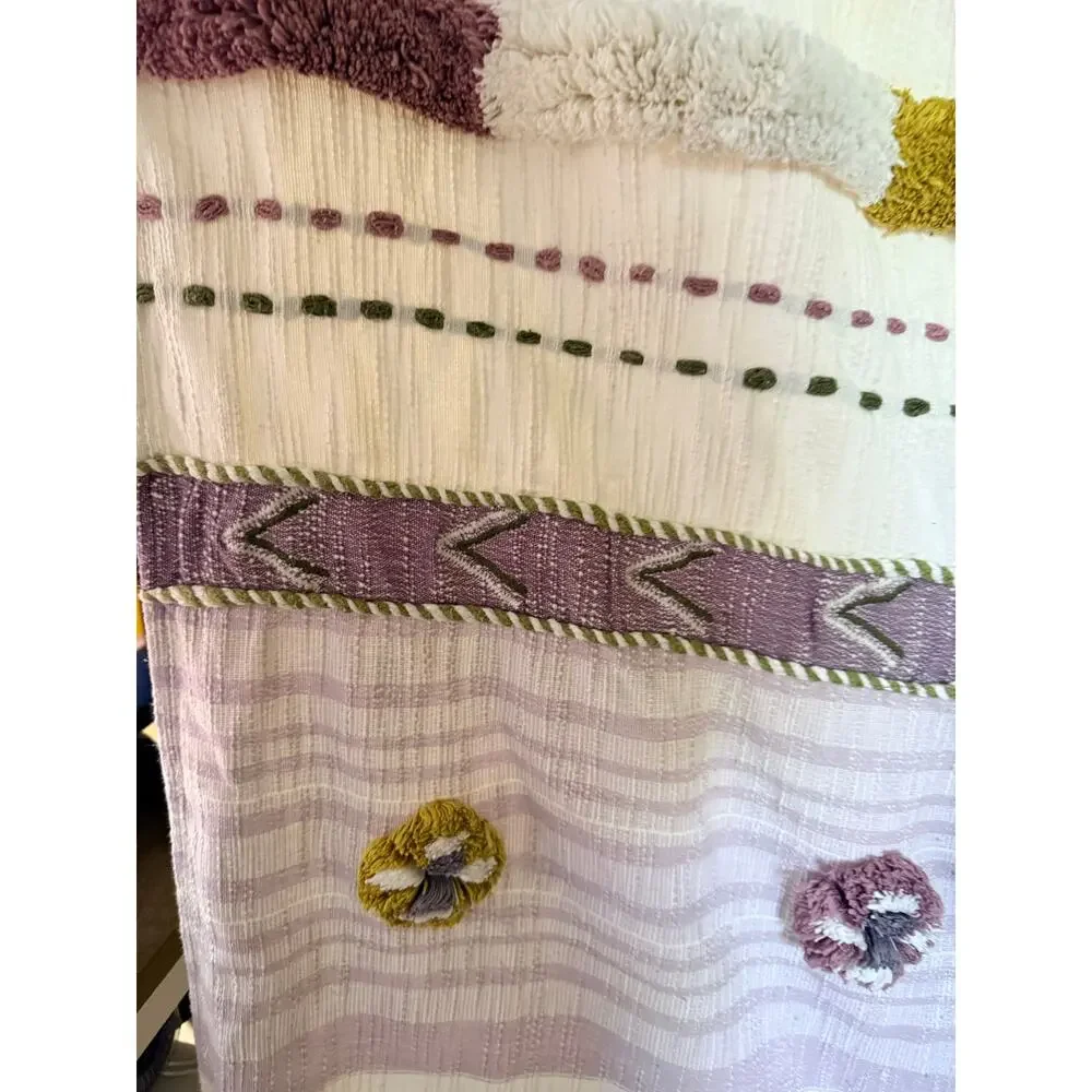 Anthropologie Kamryn Tufted Tassel Throw Blanket Boho